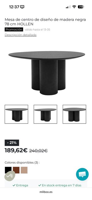 Mesa de centro HOLLEN madera y mimbre