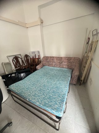 Sofá Cama Tela Beige y Marrón