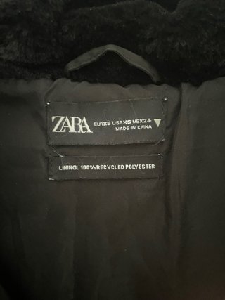 Abrigo Zara Negro con Capucha y Pelo Mujer