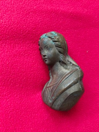 Figura bronce religiosa antigua siglo XIX