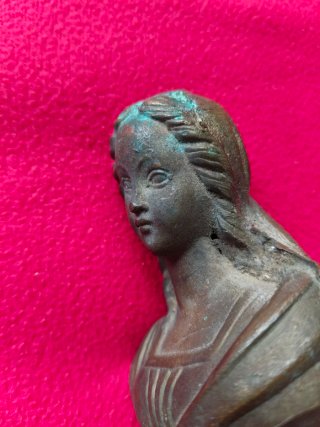 Figura bronce religiosa antigua siglo XIX