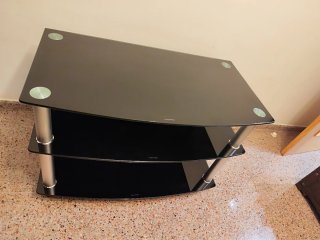 Mesa TV Cristal Negro Templado