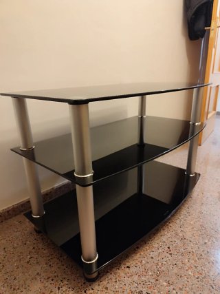 Mesa TV Cristal Negro Templado