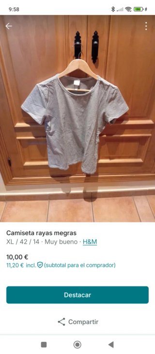 Camiseta H&M rayas grises Talla XL