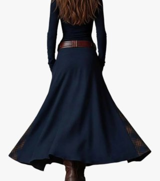 Vestido maxi azul y multicolor