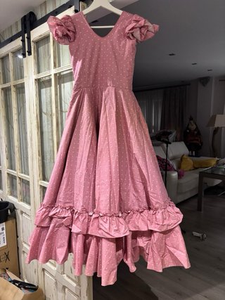 Vestido Flamenca Niña Rosa Lunar Blanco en Córdoba