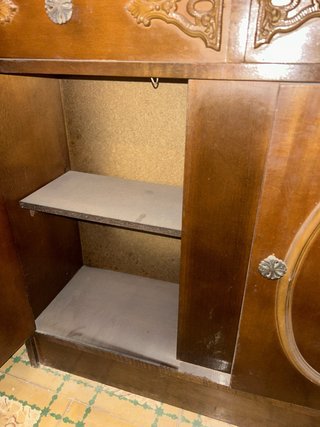 Mueble recibidor madera y mármol