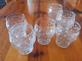 Jarra y 6 vasos retro cristal