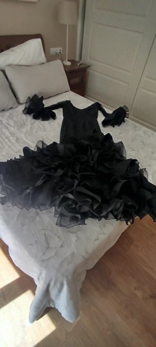 Traje Flamenca Gitana Sevillana Negro
