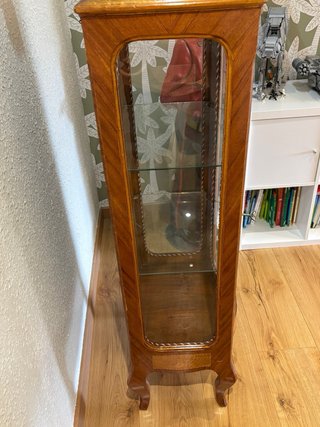 Vitrina Antigua Marquetería Madera Cristal