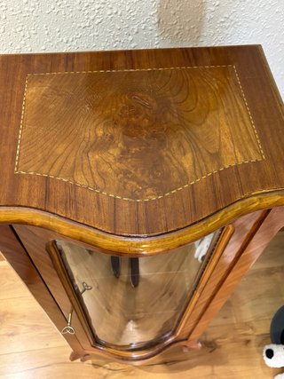 Vitrina Antigua Marquetería Madera Cristal