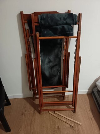 Hamaca plegable, madera y tela tinte degradado