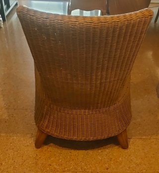 2 Sillones de Mimbre con Cojín Verde