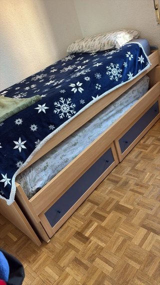 Cama doble 90cm ×200madera y tela
