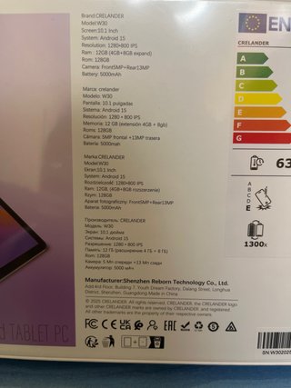 S.OFERTA HOY! Tablet Crelander 128GB Android Nueva
