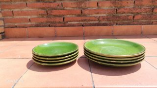 Juego de platos verdes