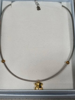 Collar Tous Oso Dorado y Cadena Plateada