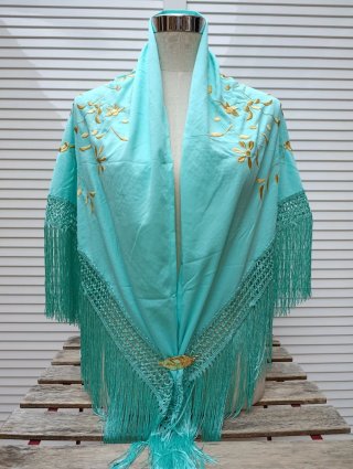 Mantoncillo de flamenca verde agua