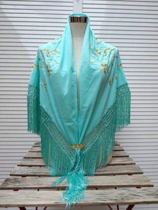 Mantoncillo de flamenca verde agua