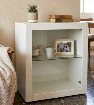 Estantería y vitrina Ikea blanca cristal