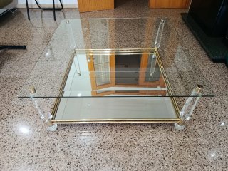 2Mesas auxiliar cristal y metal dorado