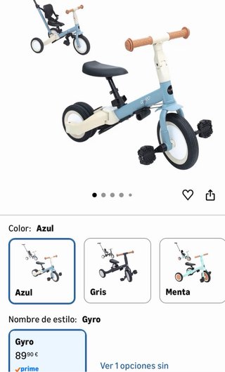 Triciclo o bici evolutiva Olmitos Gyro Menta