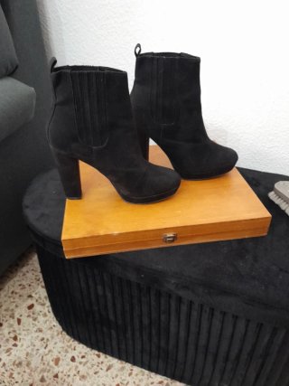 Botines de terciopelo negros tacón alto