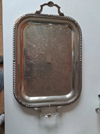 Juego té/café bañado plata con bandeja