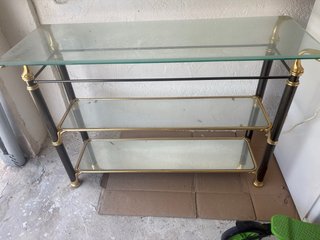 Mesa de entrada cristal y metal dorado
