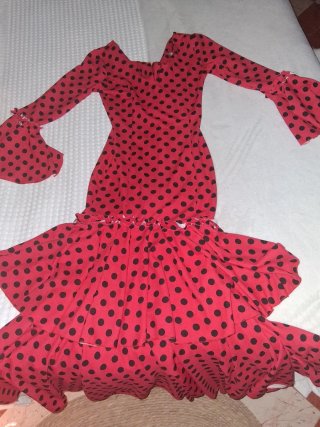 Traje Flamenca Lycra Lunares Rojo