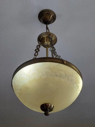 Lámpara colgante de cristal y metal