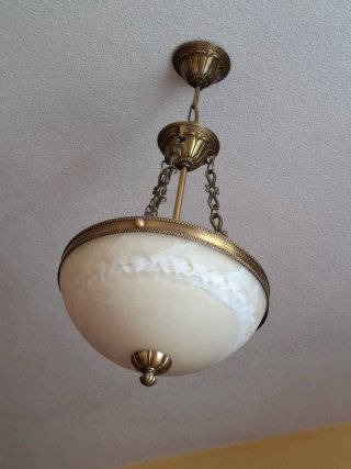 Lámpara colgante de cristal y metal