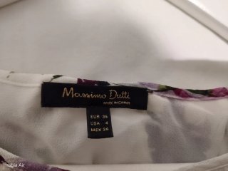 Camisa Massimo Dutti flores moradas y blancas