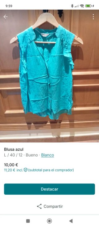 Blusa azul talla L/40/12
