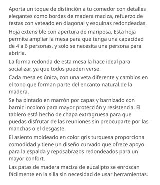 Mesa comedor y 6 sillas