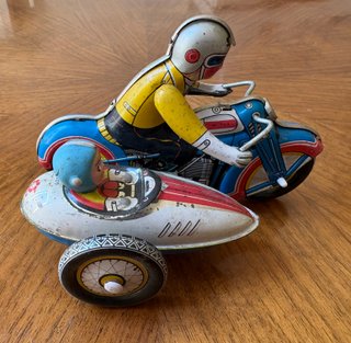 Moto con sidecar di latta anni '60