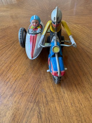 Moto con sidecar di latta anni '60