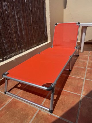 Tumbonas de jardín naranja y plateada