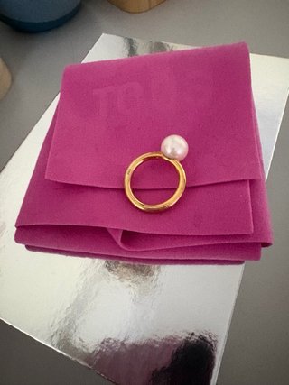 Anillo Tous Perla bañado en Oro Talla 11