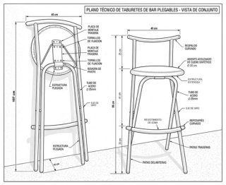 Taburetes altos plegables polipiel