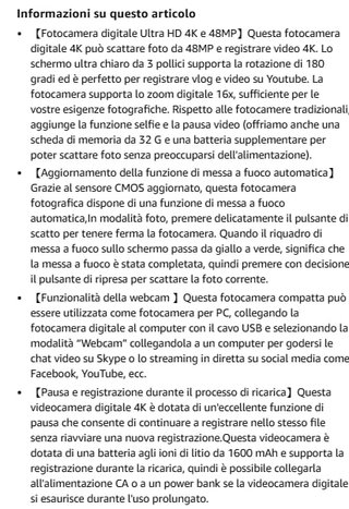 Macchina Fotografica 4K 48MP Digitale