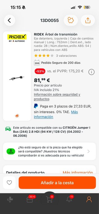 Palier Citroen Jumper