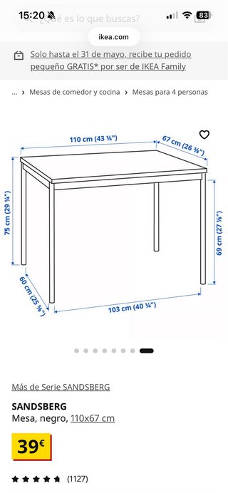 Mesa de comedor negra