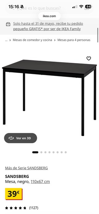 Mesa de comedor negra
