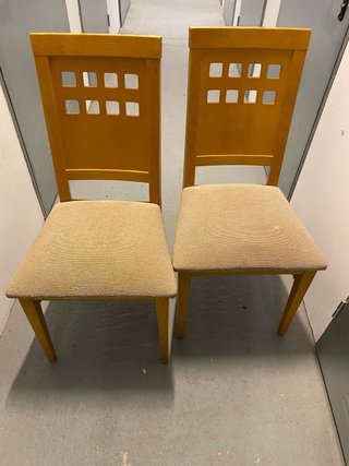 2 Sillas de Comedor Madera y Tela Beige