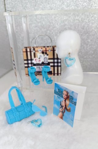 Accesorios Barbie Azul: Bolso, Zapatos, Gafas