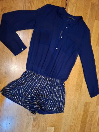 Mono Zara lentejuelas azul marino Talla S