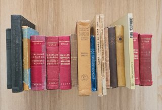 Lote de libros antiguos: diccionarios y gramática