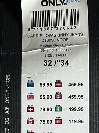 Pantalón Vaquero Gris Only Talla 32/34