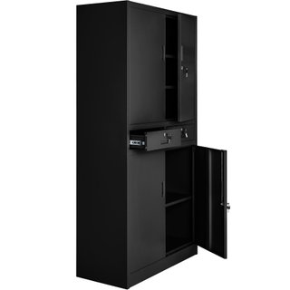 Armario archivador de acero y 2 cajones 180x90x40 cm negro